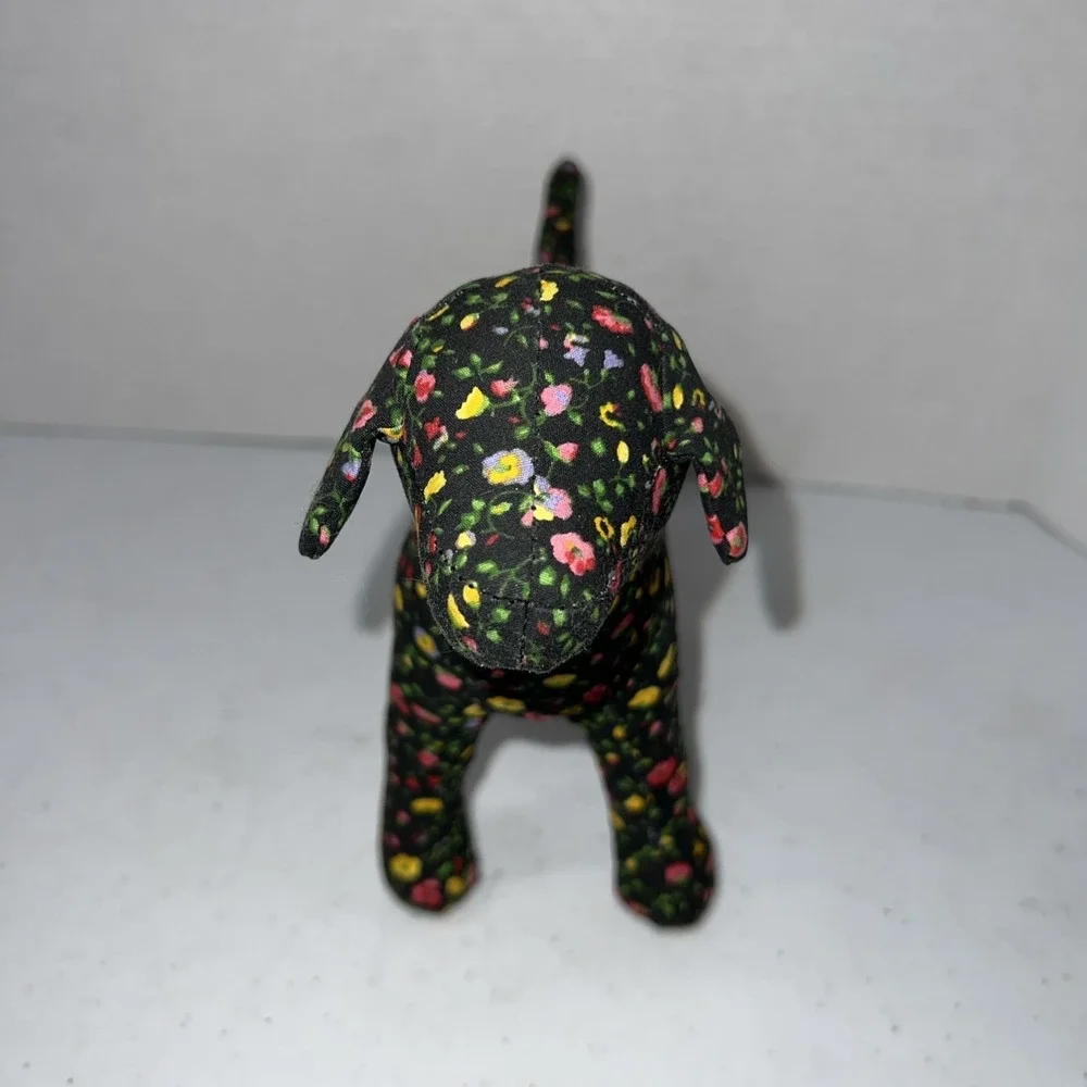 Victoria's Secret Pink Floral Fabric Peace Dog Plush Flowers Stuffed Animal 8